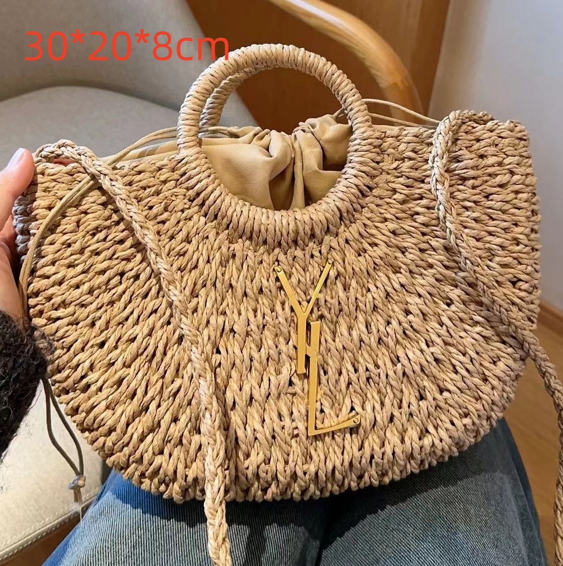 Tygväska Summer Beach Bag designer stor kapacitet mode halm vävt handvävning korg vävd tygväska kvinnors semester handväska