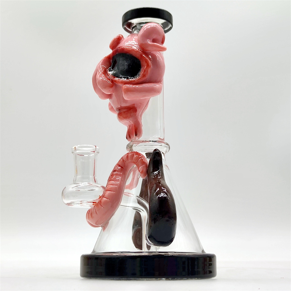 2024 HEADY BONG GLASS HANDCRAFT 20 cm 8 tum 3D Purple Horn Amin Figur Monster Variation Kind Hosah Water Pipe Bong Glass Bongs 14mm Bowl