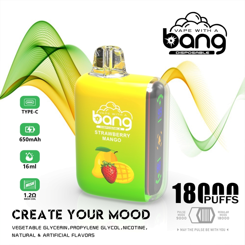 Bang Rocket 18000 puffs original Disposable vapes puff 18k vape pen bang box 18000 mode 650 mah rechargerable battery LED light color vs GEEK BAR MELOSO ULTRA