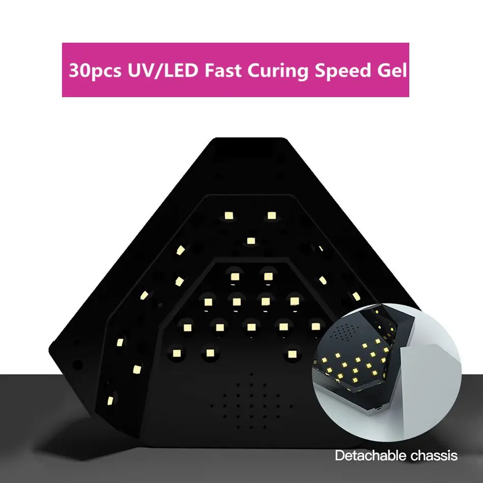 Rests Nail Lamp 48W Diamond Shaped UV LED Curing Speed ​​Polish Lights 30 LED Nail Dryer 3 Timers Auto Sensor Nail Manicure Pedicure Kit