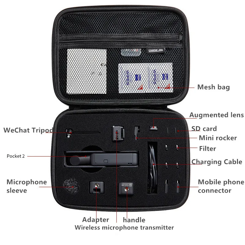 Cámaras OSMO Pocket 2 Impermeabilizante de la caja de transporte portátil Bolsa de repuesto Caja de protección para DJI Osmo Pocket 2 Accesorios de cámara
