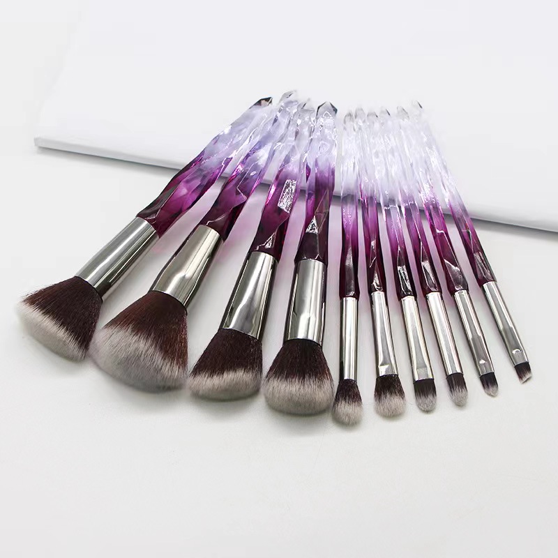 Brussages de maquillage en gros 10pack kits Crystal Match Soft Fiber Beauty Cosmetic Brush Tools Foundation Powder Eyeshadow Brosses