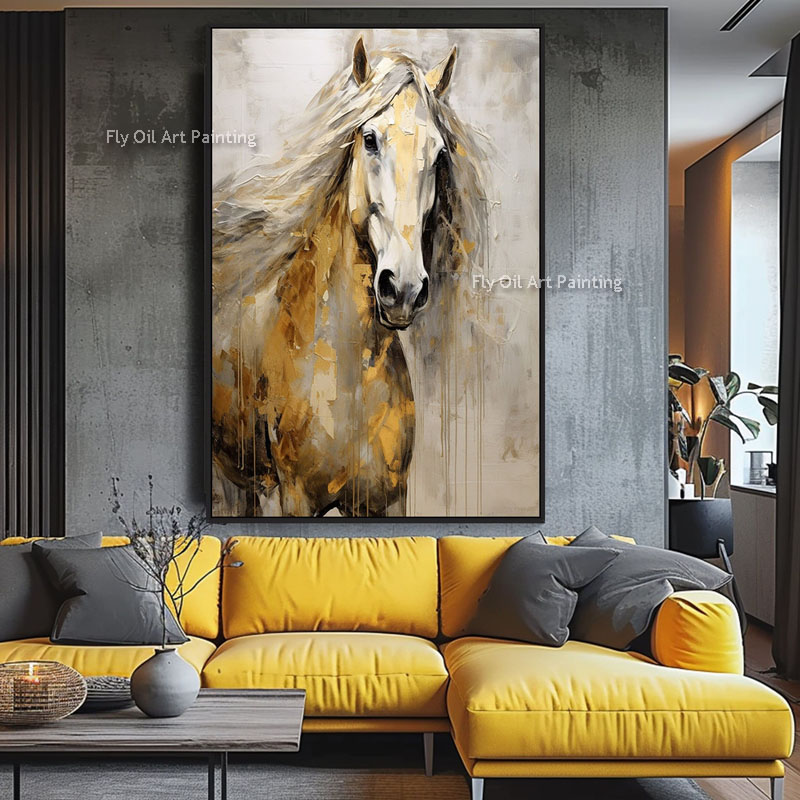 Portrait de cheval Orange Brown Animal Paint