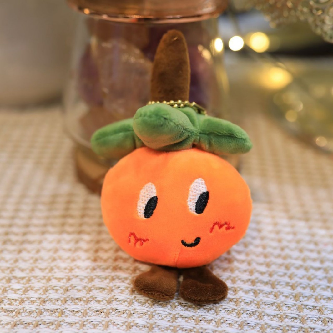 Cute persimmon, orange expression, vegetable, fruit, plush toy doll, keychain, grabbing doll, machine hanging