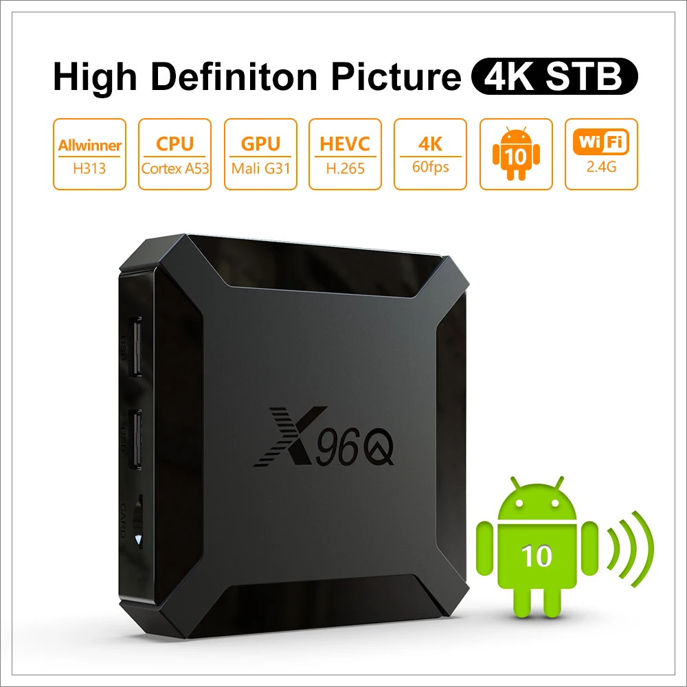 Box X96Q Android Smart TV Box Android 10 AllWinner H313 Quad Core 2G 16GB 4K 3D X96 Qミニスマートテレビセットトップボックスメディアプレーヤー