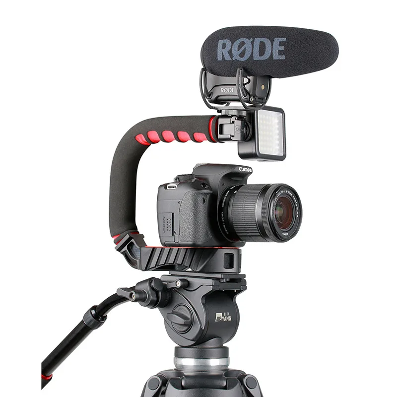 ジンバルUgrip Pro UBracketビデオグリップハンドヘルドスタビライザーグリップ電話用の3つのコールドシューズDSLR SLRカメラセルカメラスタビライザー