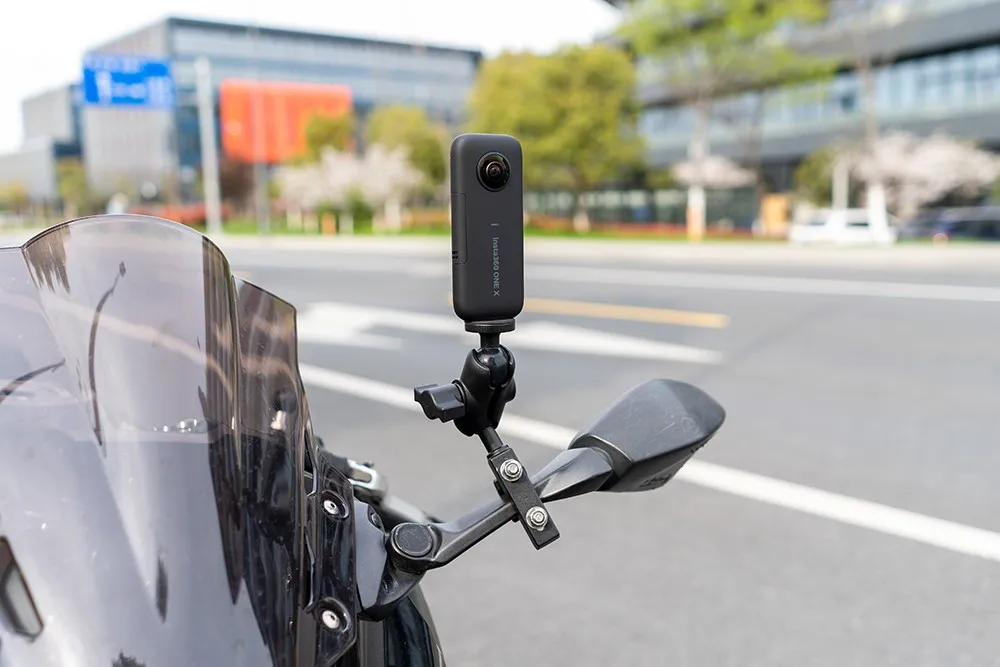 Câmeras Motocicleta Moteira Retagueira Espelho de Montagem Relógio 1/4 Suporte de metal Adequado para GoPro 10 Insta 360 One X2 R Sports Camera