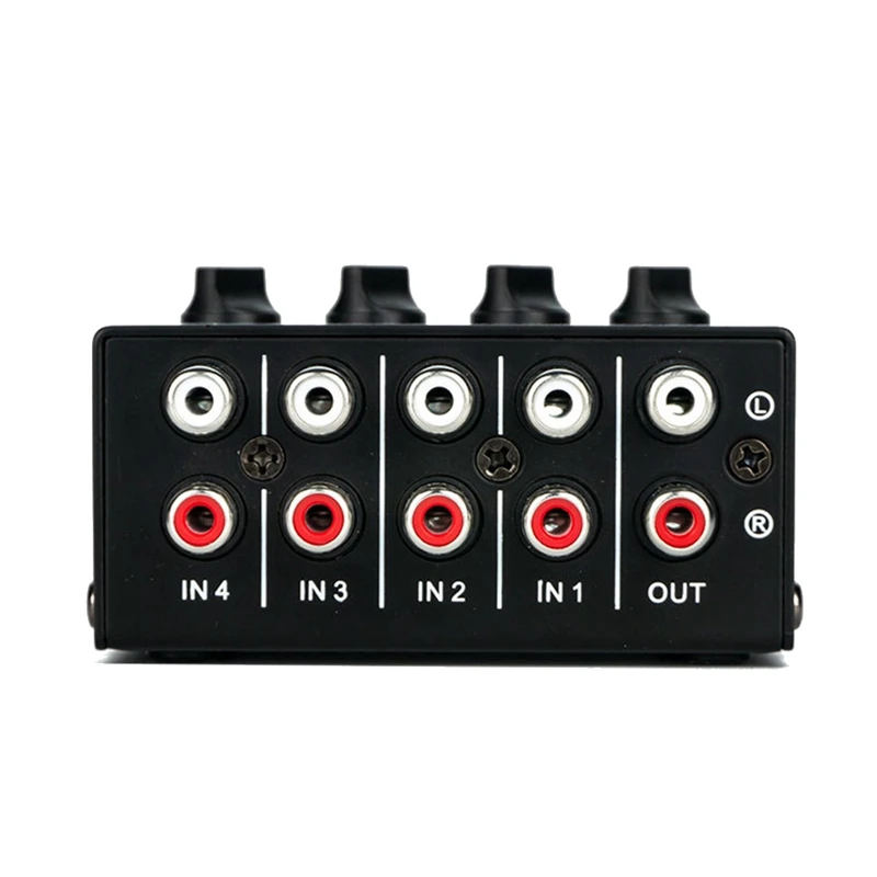 Tillbehör 4 Channel Stereo Audio Mixer Support RCA Input and Output Mini Passiv stereoblandare med separata volymkontroller