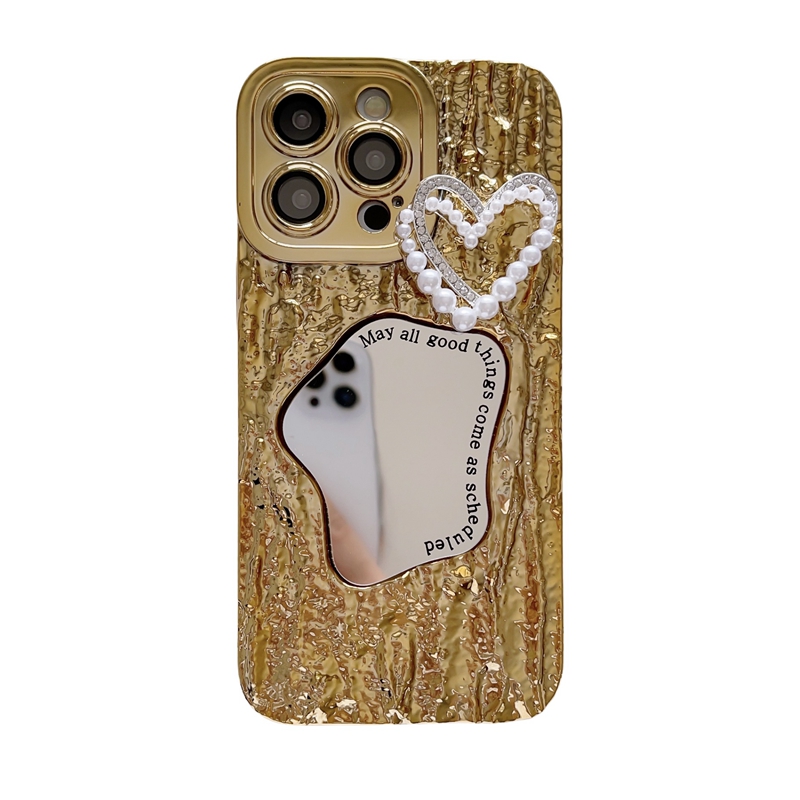 Luxo espelho contas casos de amor de coração para iPhone 15 Plus 14 Pro Max 13 12 11 Pling Bling Soft TPU Marble Rock Stone Stone Grã