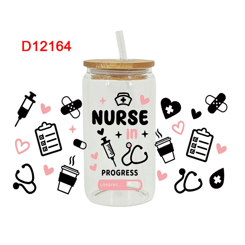 Acrylic 16 oz plastic jar water cup with straw, UV transfer sticker glass cup with UV DTF sticker summer drinkware mason jar juice cup sticker 23cmX11cm