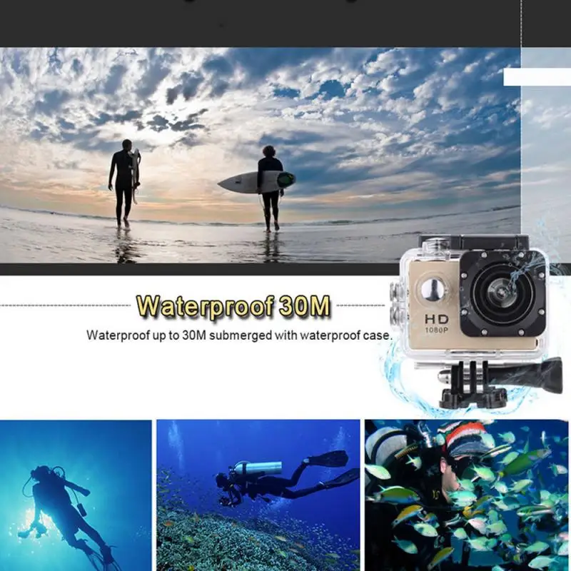 Cameras 2022 New Action Camera Waterproof 12MP HD 1080P 32GB 140D Underwater Cam Helmet Vedio Go Sports Pro Cam Mini DV Video Camera