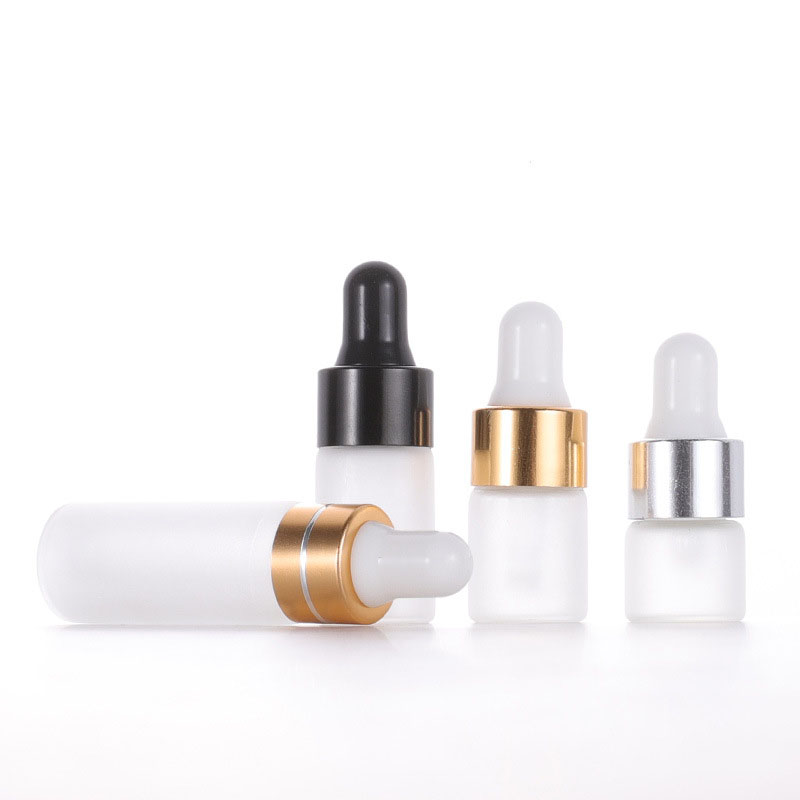 Frosted Dropper Bottles 1ml 2ml 3ml 5ml Frosted Glass Sample Bottles Refillable Essential Oils Perfume Essence Lotion Skin Care Sample Vials with black Cap