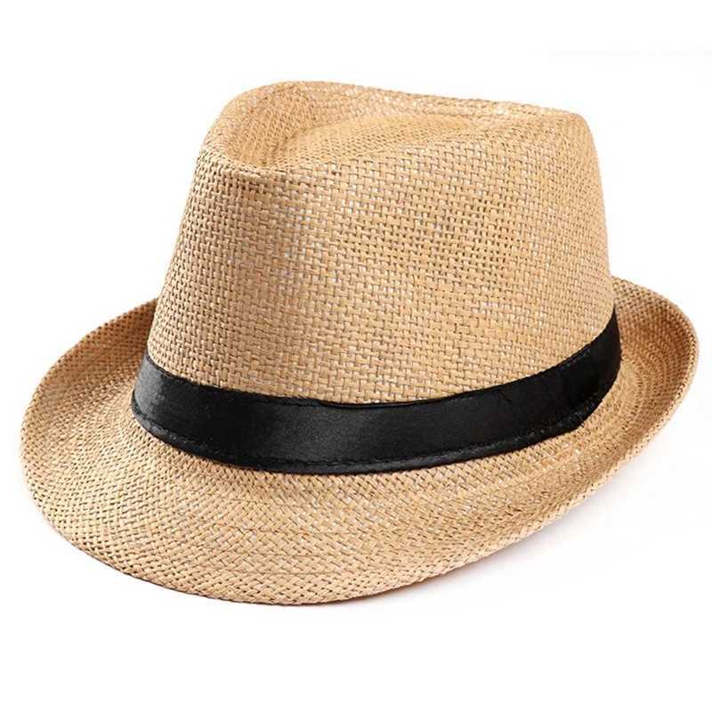 Chapeaux à bord large chapeau seau gentleman Sun Hat Holiday Men de paille Cowboy Summer rétro Panama Voyage de voyage Caps décontractés Elegant Male Chapeau Wide Brim 240407