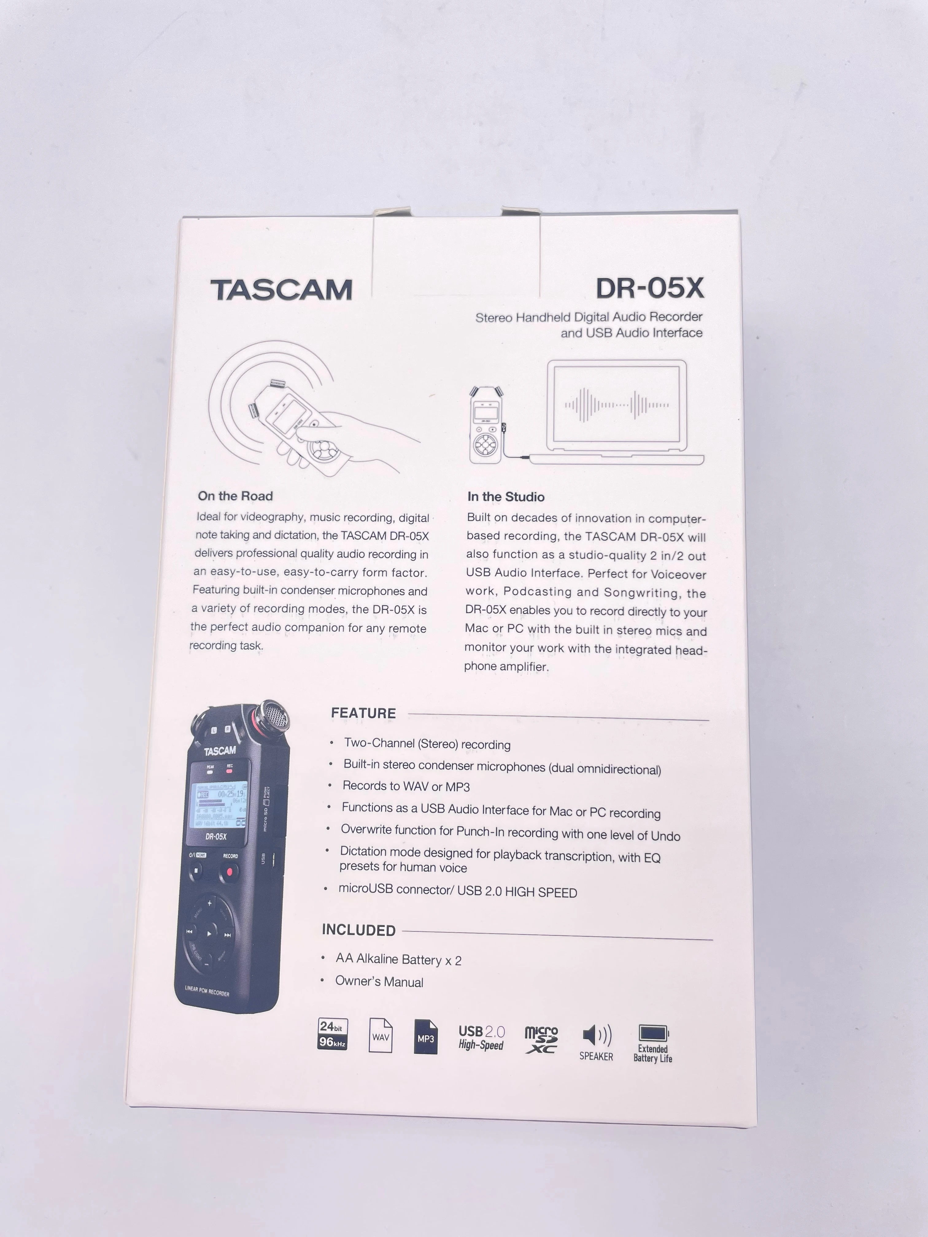 Spelare Ny version Tascam DR05X DR05X Handhållen professionell bärbar digital röstinspelare Mp3 Inspelning Pen USB Ljudgränssnitt
