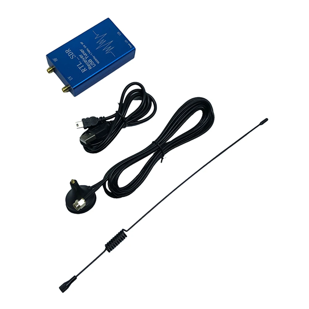 Radio 100KHz1.7GHz VHF UHF HF RTL SDR USB Tuner Receiver for AM FM Radio Communication with Antenna