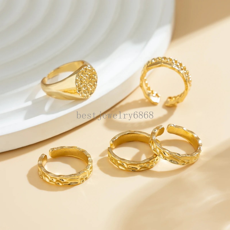 Vintage Geometric Adjustable Open Finger Rings for Women Wed Bridal C Shape Nail Ring Couple Jewelry Accessories