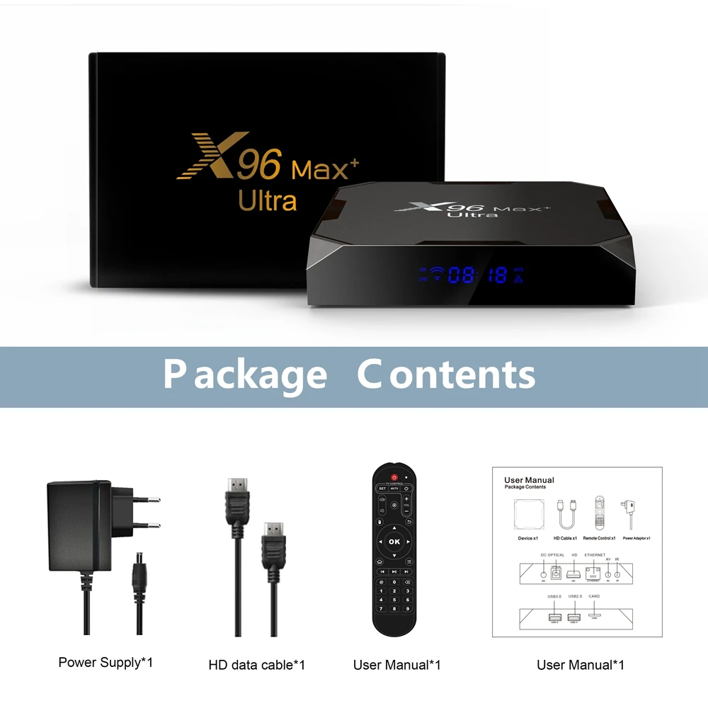 Box TV Box x96 Max Plus Ultra Android 11 Amlogic S905X4 4G 32G 64G 5G Dual WiFi Bt YouTube HD AV1 Media Player 8k Set Top Box Set Top Box