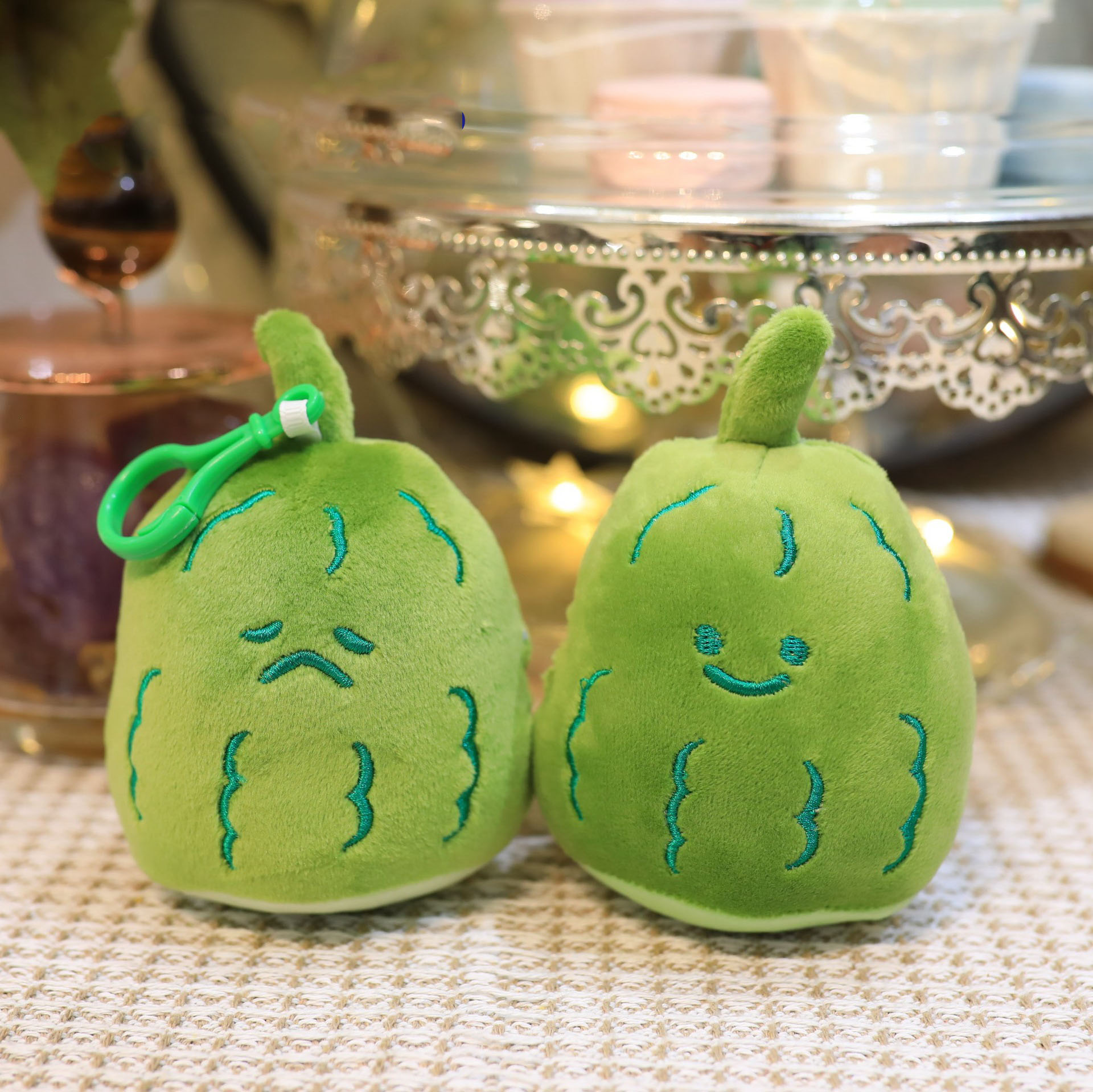 Cartoon cute expression vegetable fruit plush toy doll keychain grab doll machine pendant