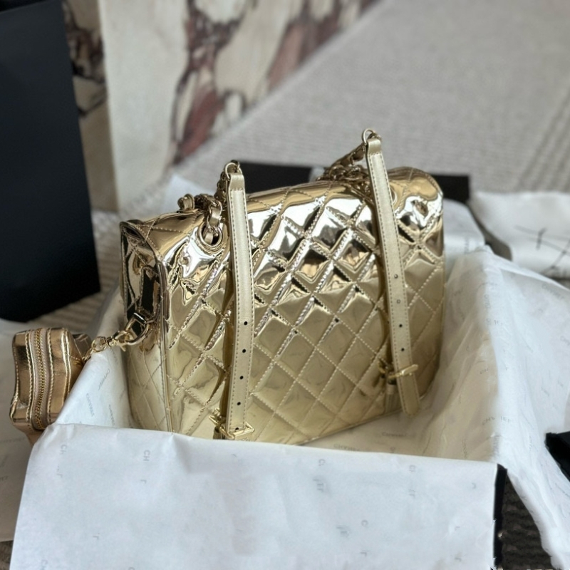 Patent Backpack Style For Lady 25cm Size With a Star Coin Purse Gold Sliver Black Color Large Capacity Paris Fashion Bags Cross Body Bag Handbag Chain Bag 7A Quality