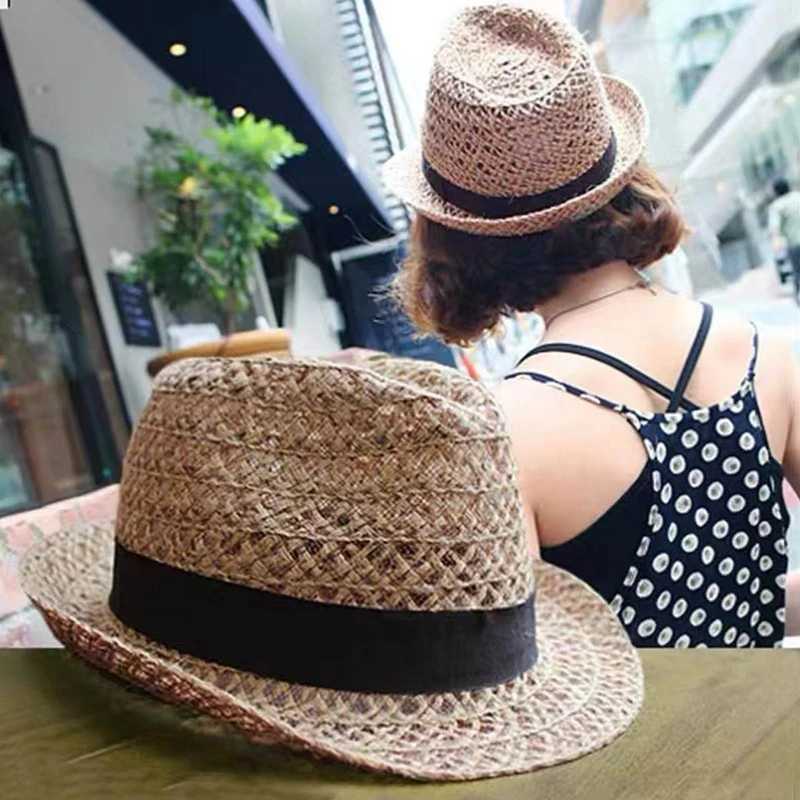 قبعات واسعة الحافة دلو القبعات الغربية Sunshade Cap Summer Panama Caps Women Men Straw Fedora Hats Holiday Jazz Hat Hat Travel Travel Termure Sun New 240407