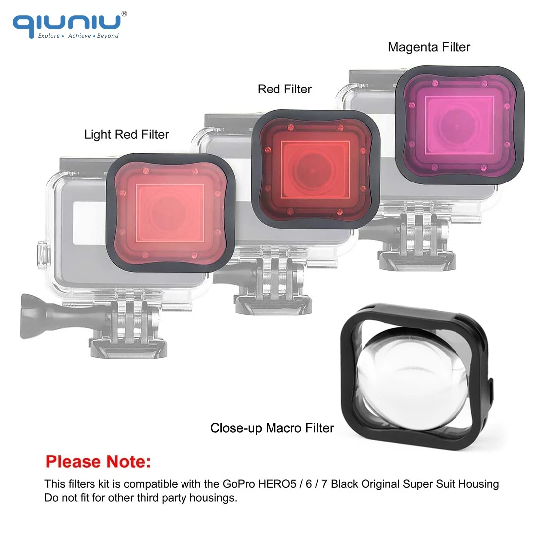 Camera's qiuniu duikfilter voor GoPro Hero 7 6 5 Black Super Suit woningkast onderwaterkleurcorrectie Macro -lensfilteraccessoires