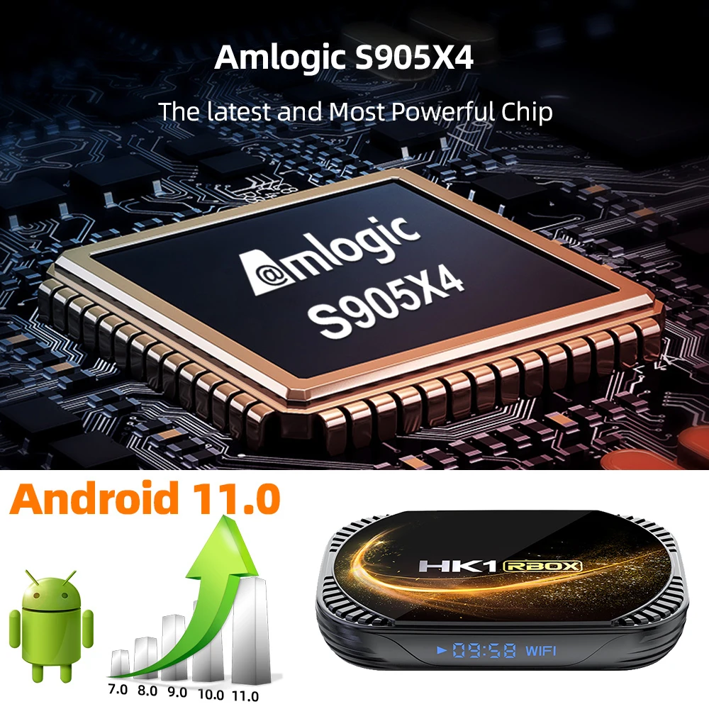 Box 100m HK1 RBOX X4S Android 11 TV Box Amlogic S905X4 4K 4GB RAM 128GB ROM BT 2.4G 5G Dual WiFi Google Media Player set top box