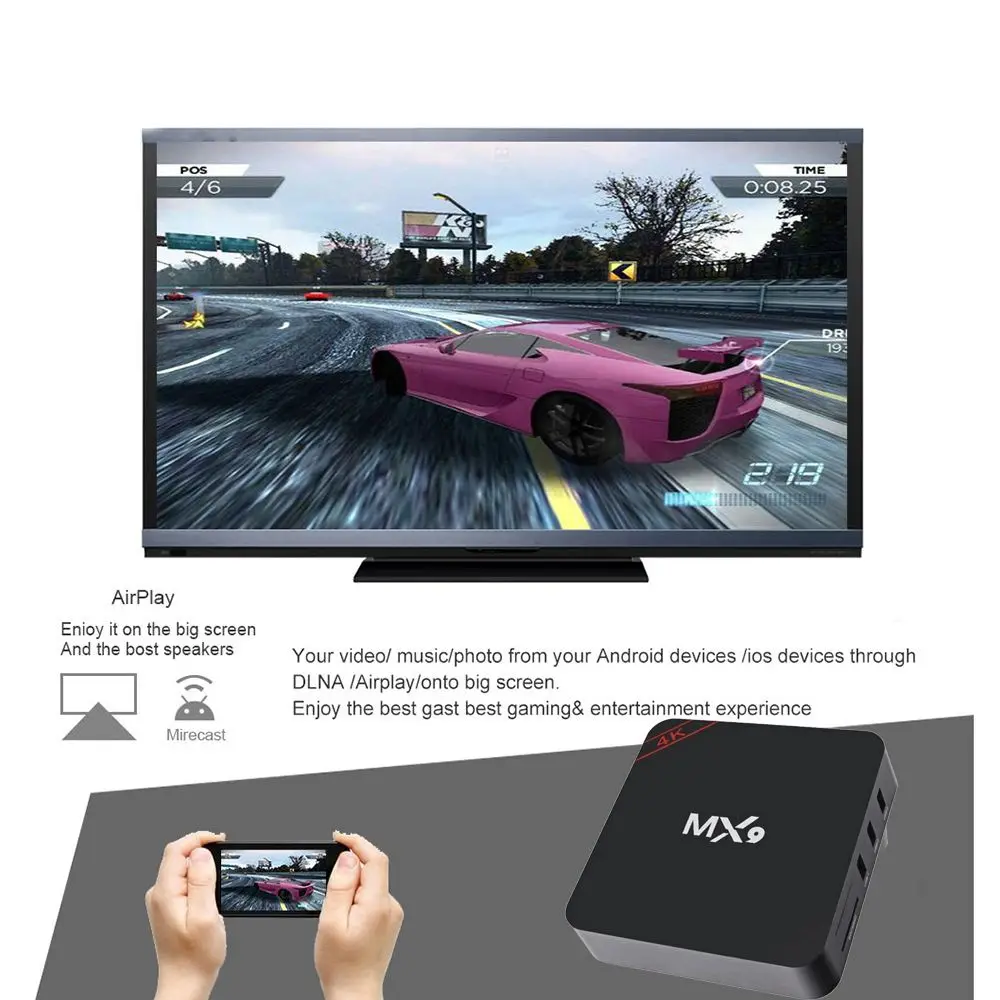 Box MX9 Smart TV Box RockChip RK3128 Quad Core Set Top Box 8GB 128GB 4K Android 10 2.4G WiFi 3D Video Media Player H.265 Nuovo