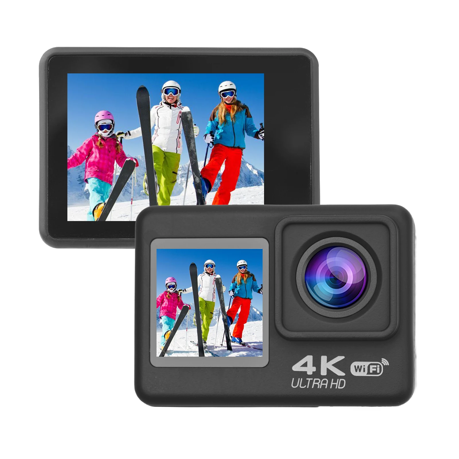 Kameras 4K60FPS WiFi Actionkamera Dual Screen 170 ° Weitwinkel 30m wasserdichte Sportkamera mit Fernbedienungs -Montage -Zubehör Kit Kit