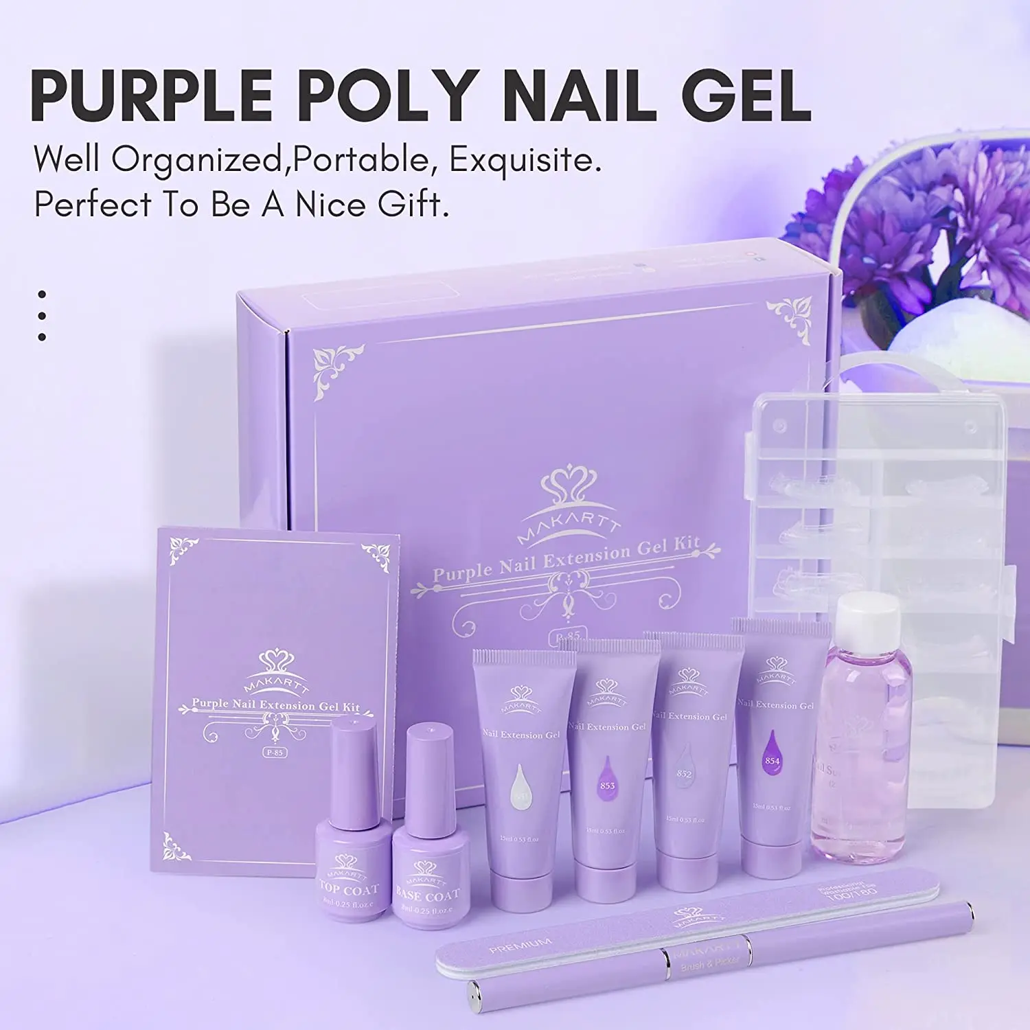 Gel Makartt Poly Nail Extension Gel Kit 15ml Nail Gel with Slip Solution All in One Kit Nail Art for Nail Manicure Beginner Starter