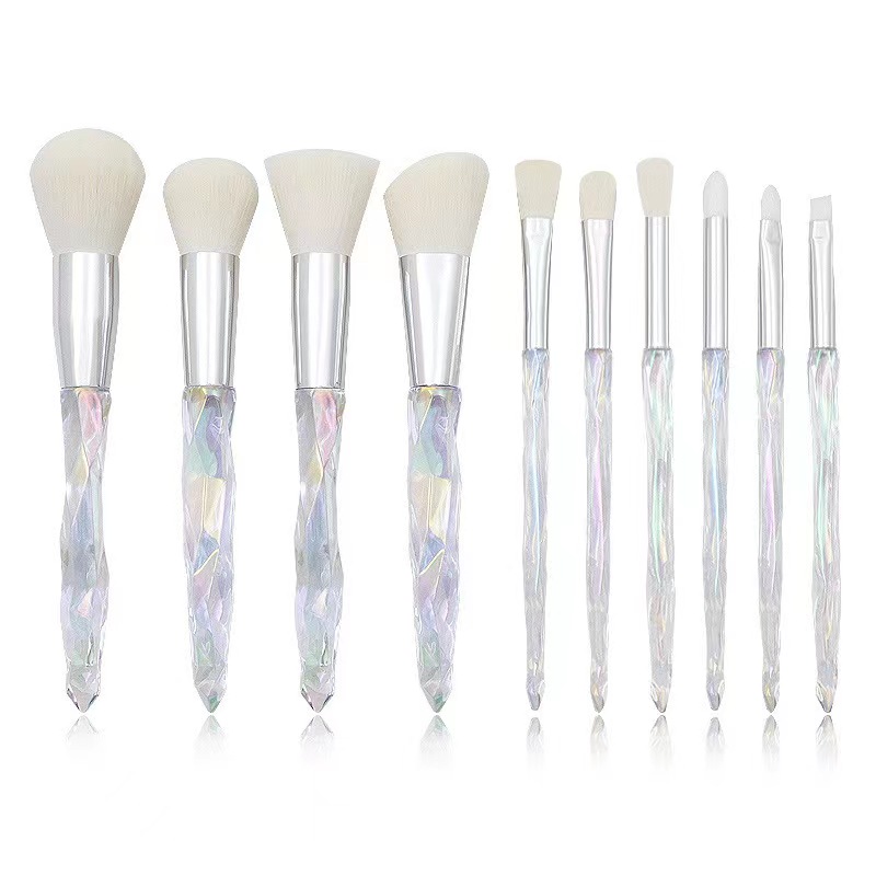 Brussages de maquillage en gros 10pack kits Crystal Match Soft Fiber Beauty Cosmetic Brush Tools Foundation Powder Eyeshadow Brosses