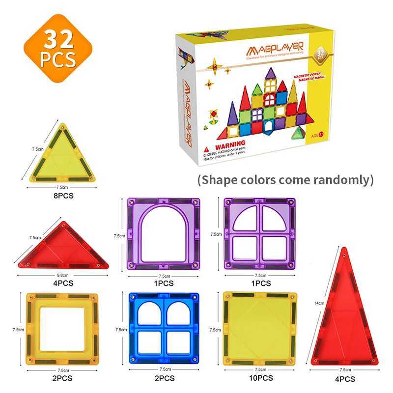 Aimants magnétiques jouets grand taille de construction aimant toys montessori éducatifs de construction magnétique carreaux magnétiques pour enfants cadeau bébé 240409