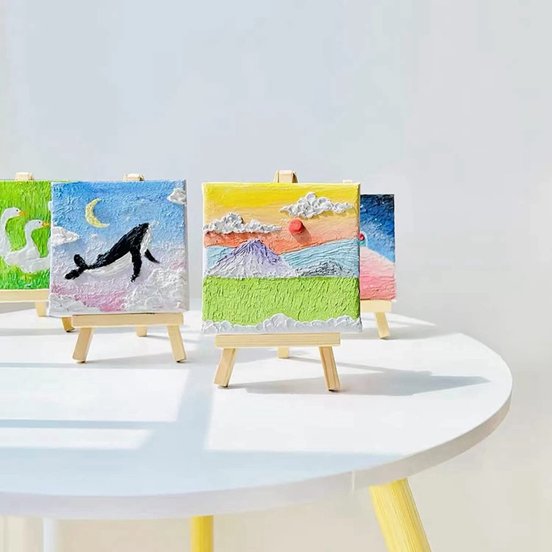 14-stcs mini canvas en ezel borstelset, canvas 4x4 inch, vooraf uitgestrekte canvas, mini-schilderkit, kinderschilderfeestje