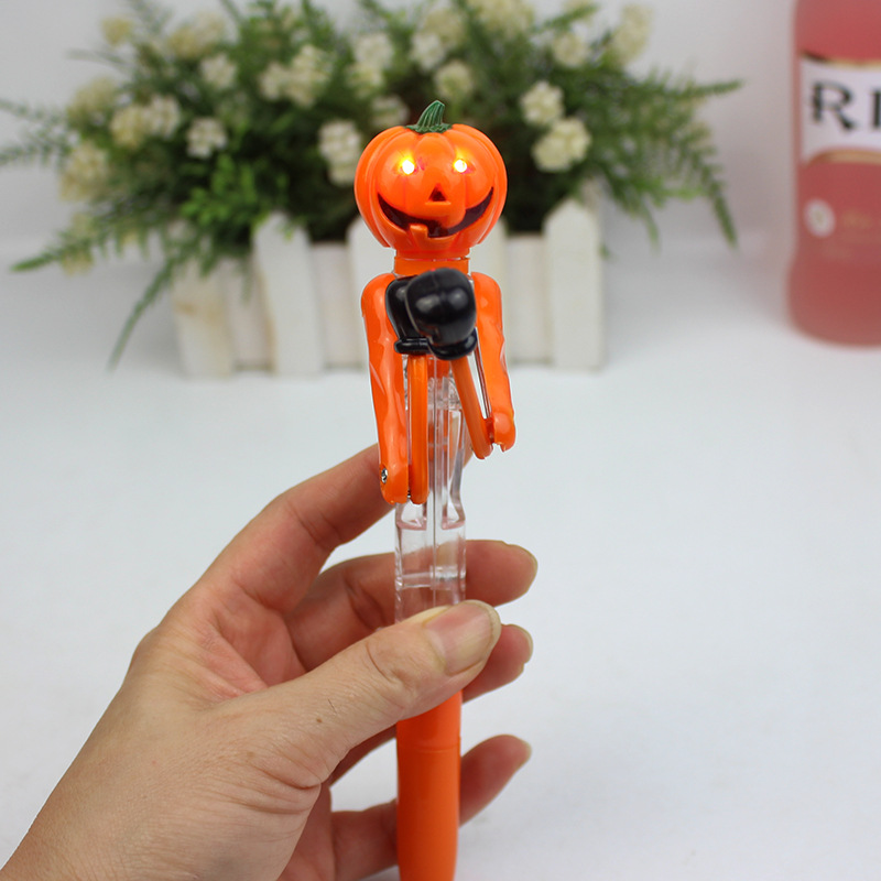 Halloween carino pugilato di zucca Penna creativa Ball Point Penna con una penna giocattolo a pressione leggera Halloween Gift Prize bambini