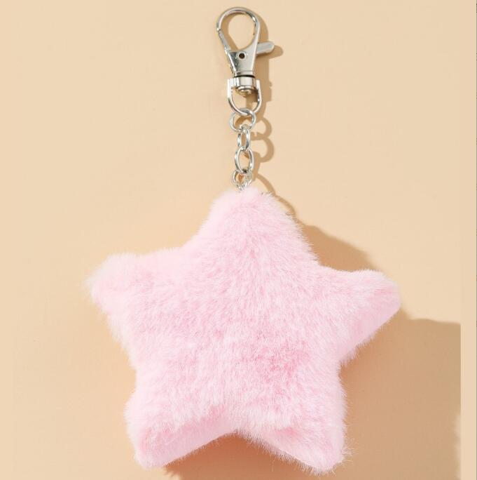 Faux konijn fur ball sleutelhang ketting pompom luipaard pluche hart sleutelhanger pom pom round ball snuisterij auto zak sleutelring vlinder ster