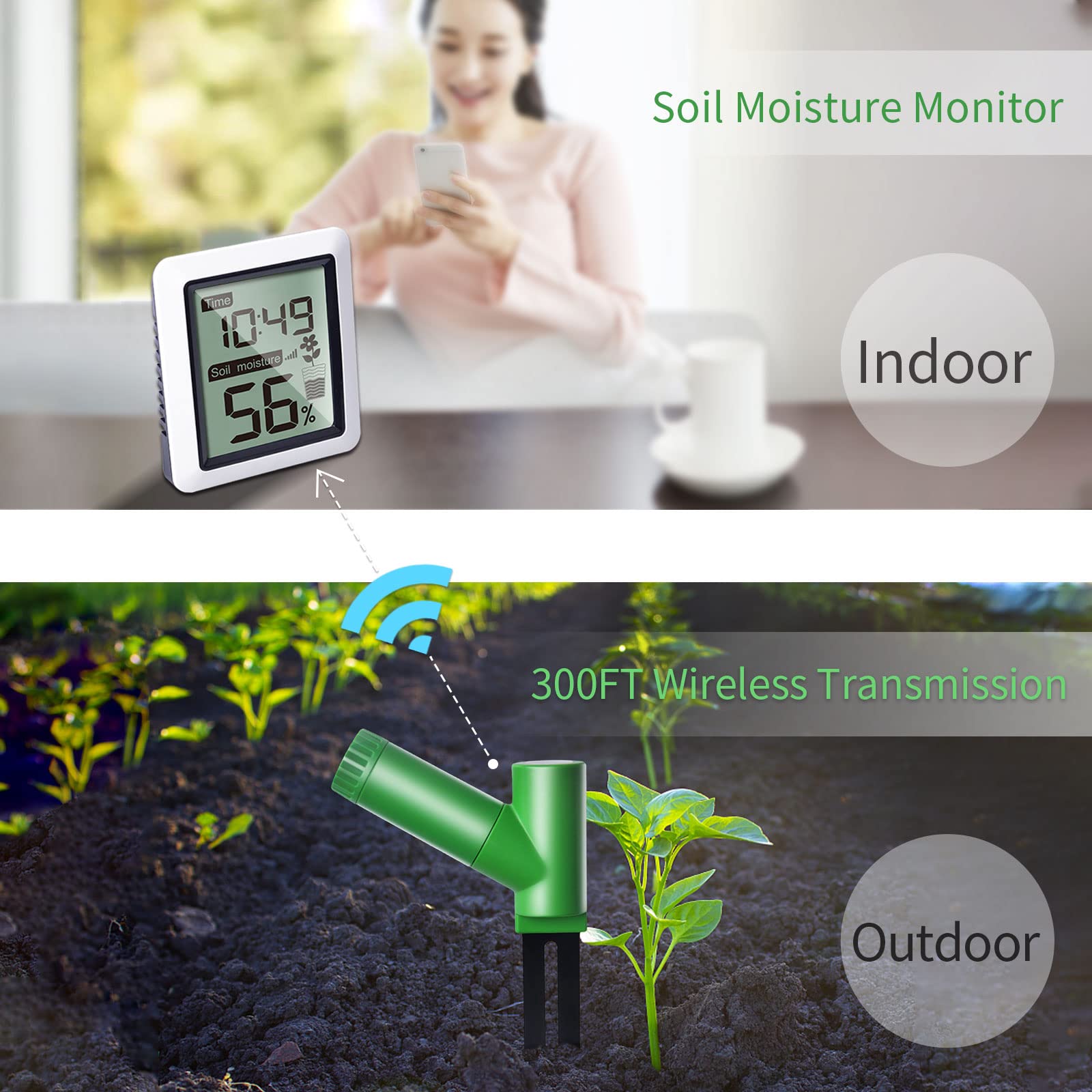 Ecowitt WH0291 SOL MUMIDE TESTER PLANTER SOL SOIL MUMIDE CAPTEUR AVEC DIGILE LCD Affichage pour les plantes en pot de la pelouse de jardin