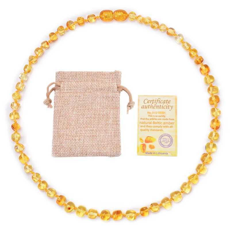 Pendant Necklaces Baltic Ambers Teeth Necklace Baby Children Unisex Natural Certified Oval Baltic Amber Beads Jewelry 13-50cmQ