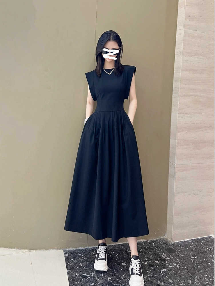 2024 Hepburn Style Haute Couture Sans manche robe Womens Tempérament estival Occidentalisation