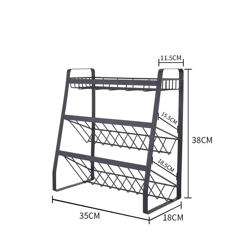 Stockage multifonctionnel et tri à grande capacité à trois couches en métal étagère de cuisine à rack à épices