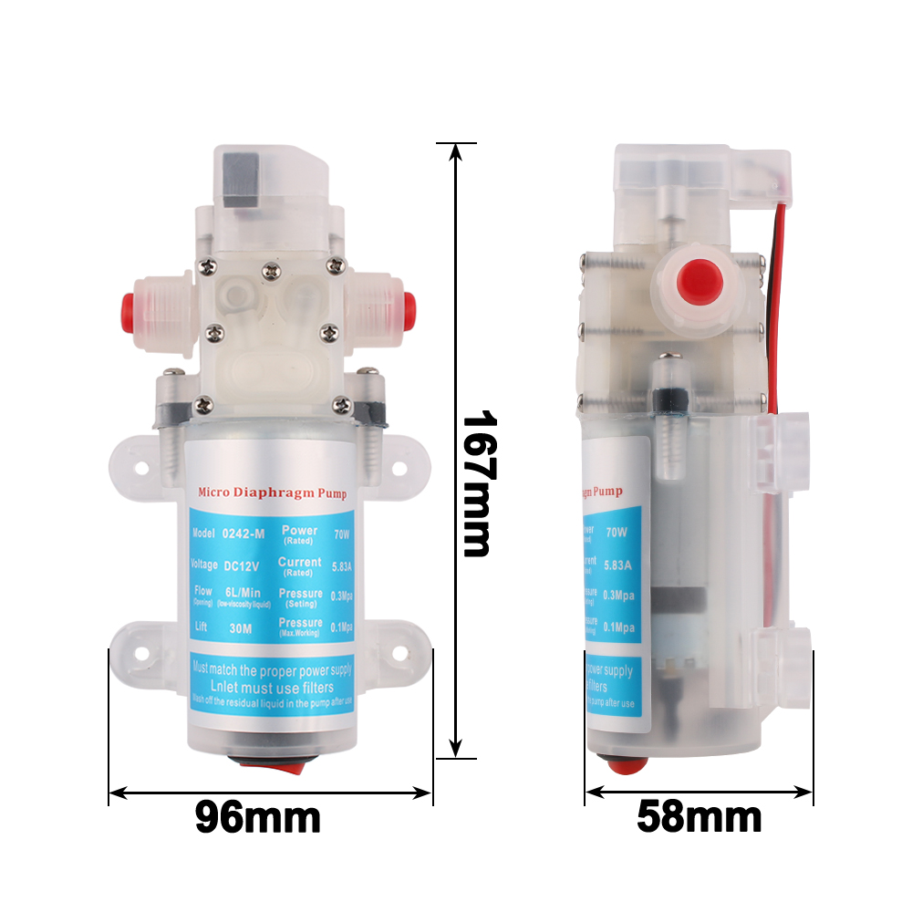 Diafragma em miniatura com bomba de água alimentar de grau alimentar 70W 80W Bomba de água Sanitária e Auto-Primeira DC 12V