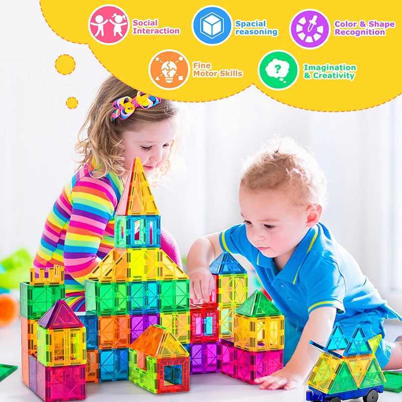 Magneter Magnetic Toys 82-32 st Big Size Kids Magnet Toys Magnetic Tiles Constructor Designer Building Blocks Bricks Education Toy for Children Gifts 240409