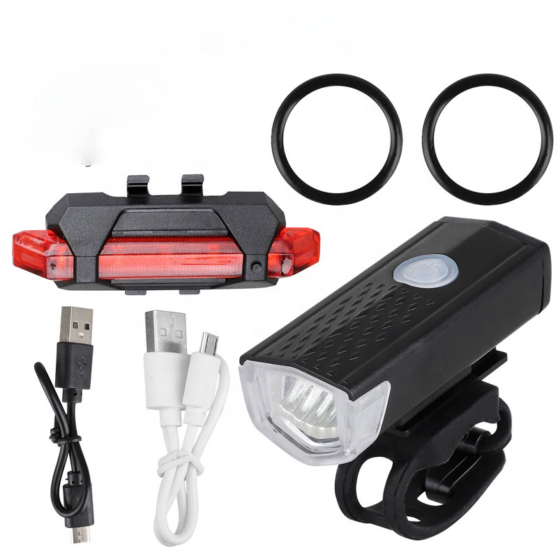 Cycling Safety Warning Light Bike Bicycle Light USB LED Rechargeable Set Mountain Cycle Front Back Headlight Lamp Flashlight