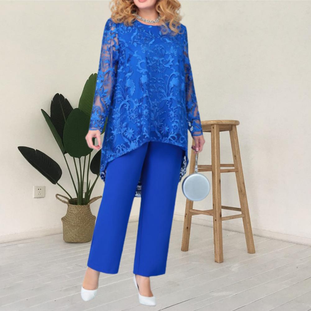 Oversized Women's Clothing Matching Sets Pant Elegant Tops Weddings Women Two Piece Evening Gown Femme Clothes Embroidery Suit