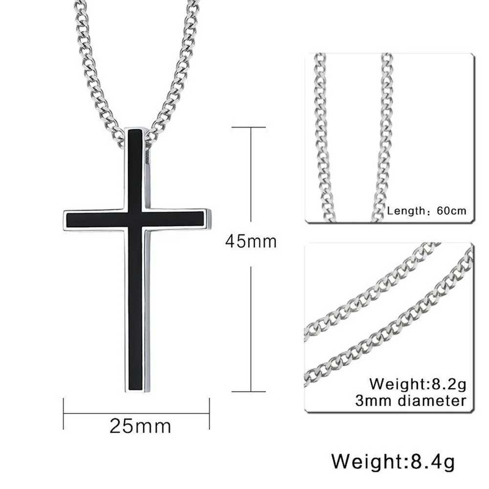 Pendant Necklaces Korean Fashion Mens Jewelry Cross Pendant Stainless Steel Necklace Chain Mens Retro Designer Punk Party Hip Hop JewelryQ