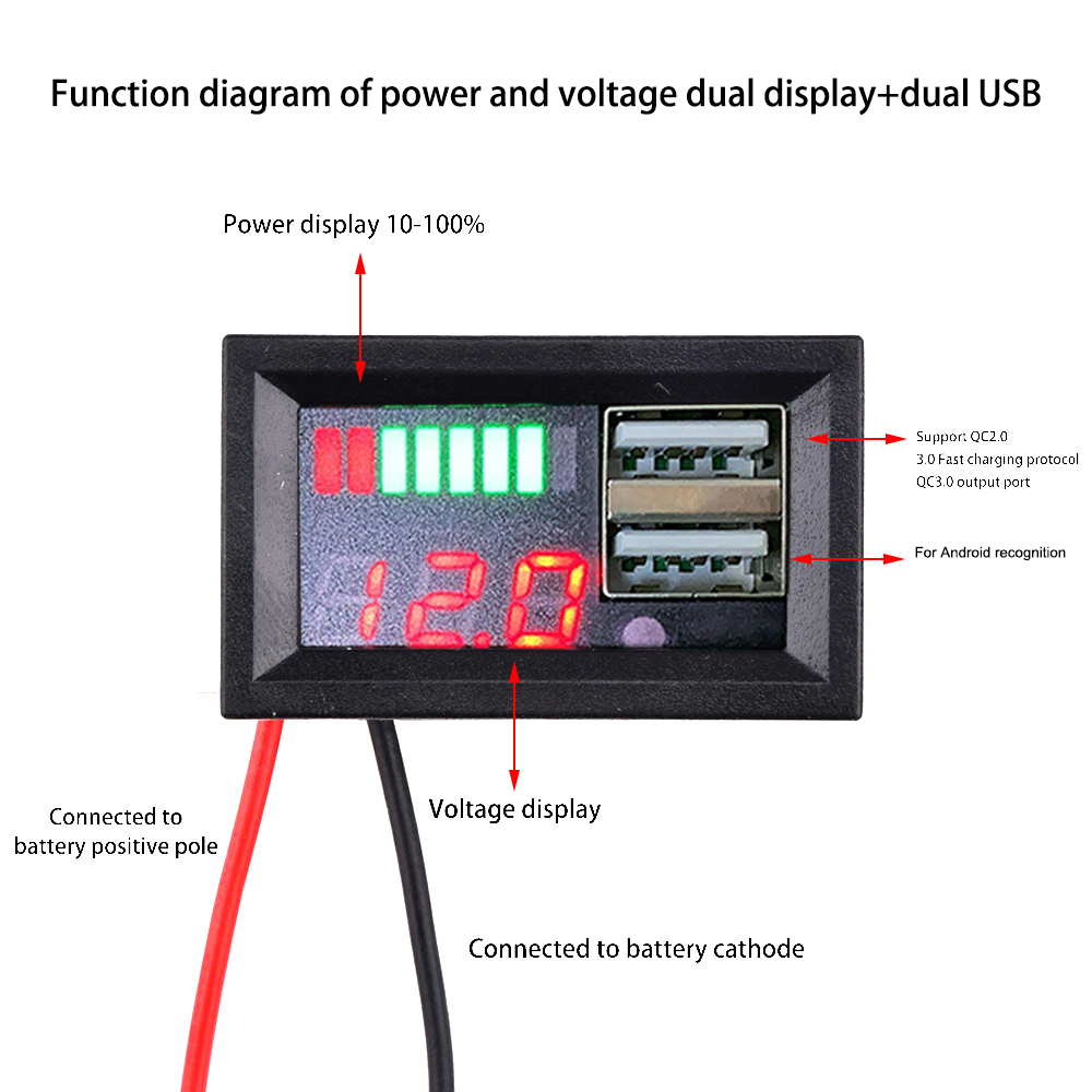 Цифровой свинцовой кислота LifePo4 Лития батарея Индикатор емкости USB -зарядное устройство Voltmeter Panel Panelstage Meter тестер автомобиль аксессуары