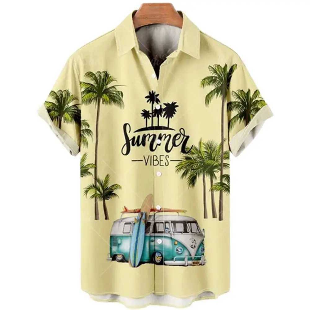 Camicie casual da uomo vacanza sul mare Take Mens Short Wasleve Collar Shirt Nuova bella spiaggia di sabbia sciolta di Hawaii Big Yards Camisa Floral Casual 2449