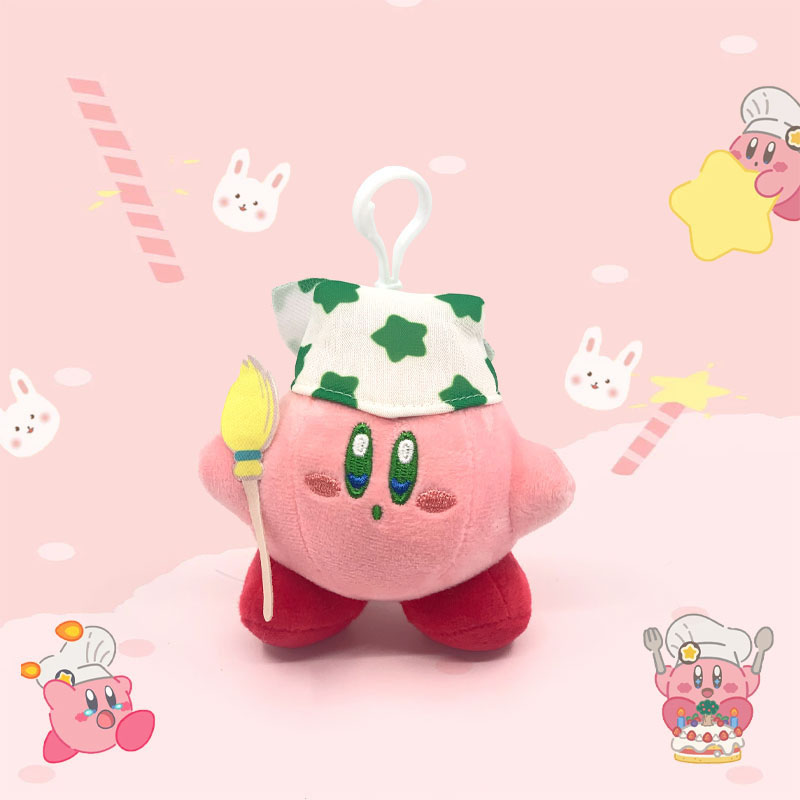 بقعة كراتون كرتون كروس خلع الملابس بطاقة Kirby لطيف أفخم لعبة السلسلة مفتاح القفل دمية قلادة دمية