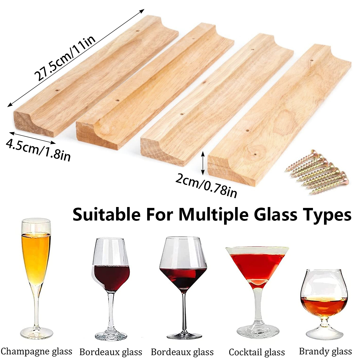 NOUVEAU PREST DE VERRE DE VIN EN BOIS SOULEUR DE VERRE DE 11 POUCURS BOIS PROSIBLE PROSDIER VERE MONTÉ MONTÉ MONTANT RACK-STOCKET STOCKET STOCKET