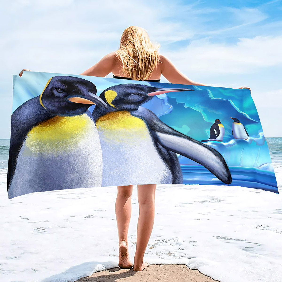 Penguin -Vogel -Strandtücher Schnell trocken mikrofaser weich und saugfähig Badetuch Außenreisen übergroße Sandfreie Strandtuch