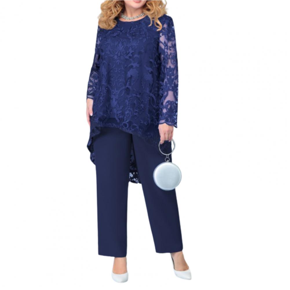 Oversized Women's Clothing Matching Sets Pant Elegant Tops Weddings Women Two Piece Evening Gown Femme Clothes Embroidery Suit