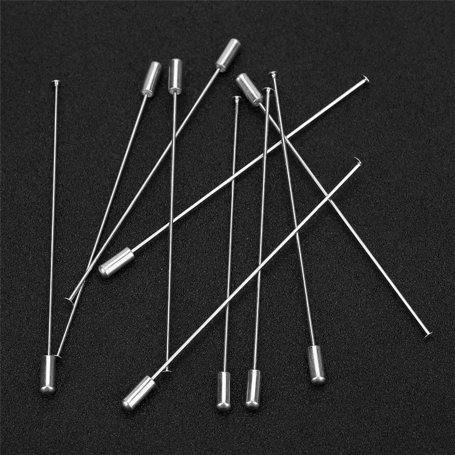 60 90 120mm Flat Head Pins With Stopper Safety Brooch Rhodium Headpins For DIY Jewelry Findings Making Brooch Supplies